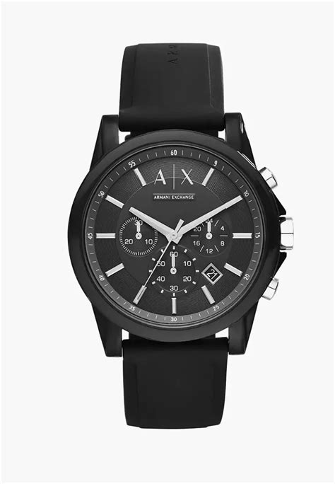 buy armani exchange men's ax1326 black silicone watch